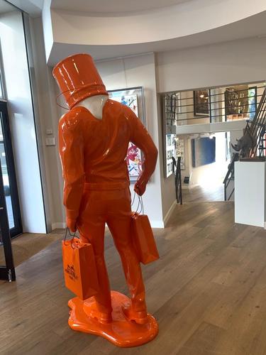 shopping Man in Art - blanc et orange Hermés