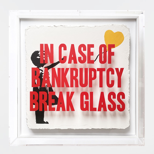 In Case of Bankruptcy - "Ballon Girl Sunny Yellow", (50 x 50 cm)