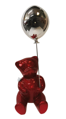 Brainy Red Glitter Balloon Silver (résine - paillettes)