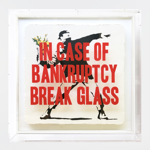 In Case of Bankruptcy - Banksy Yellow Flower Thrower (90x90 cm)